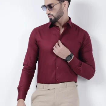 Cotton Maroon Dobby Shirt